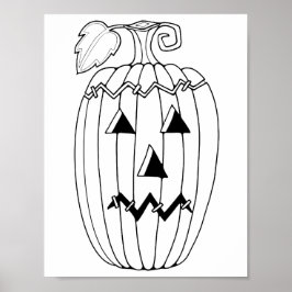 Halloween Jack O'Lantern Coloring Page Art Poster