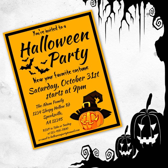 Halloween Jack O'Lantern Costume Party Inbjudan Vykort (Skapare uppladdad)
