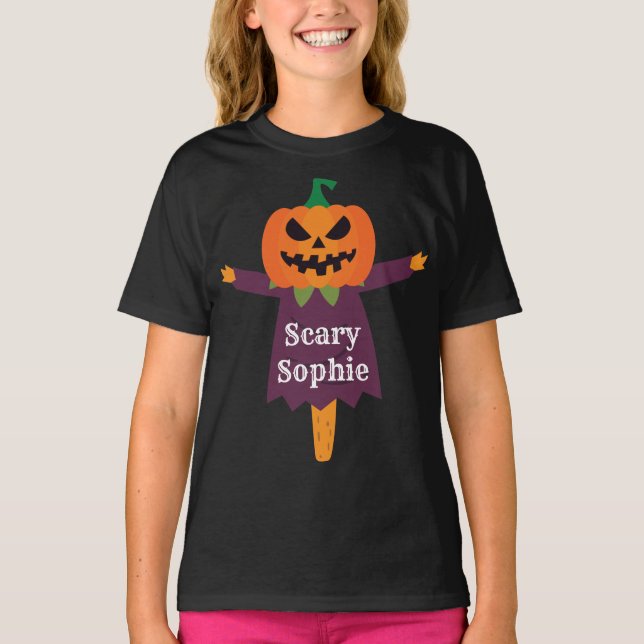 Halloween Jack o'Lantern Dam Fågelskrämma T Shirt (Framsida)