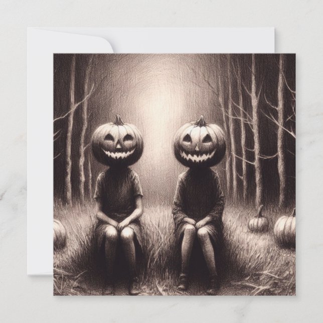 Halloween Jack O'Lantern Figurer Spooky Kort (Framsida)
