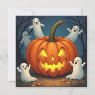 Halloween Jack O'Lantern och spöke Julkort