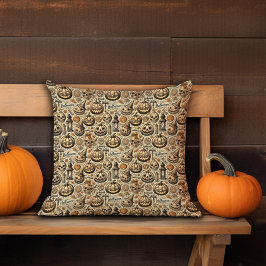 Halloween Jack o'lantern orange grått snyggt Kudde