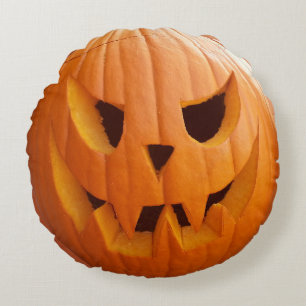 Halloween Jack O'Lantern Pumpkin Round Pillow Rund Kudde