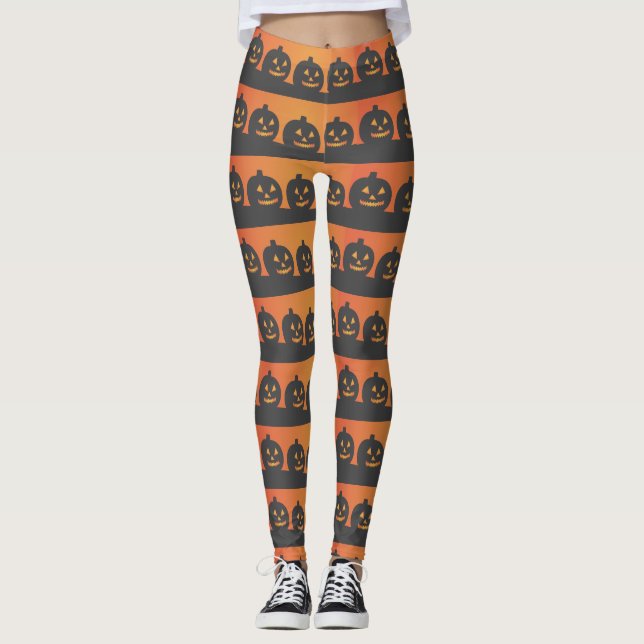 Halloween Jack O'Lanternor Stripe Leggings (Framsida)