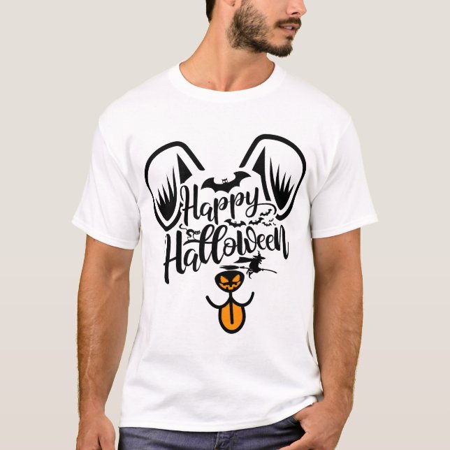 Halloween Jack Russell hund T Shirt (Framsida)