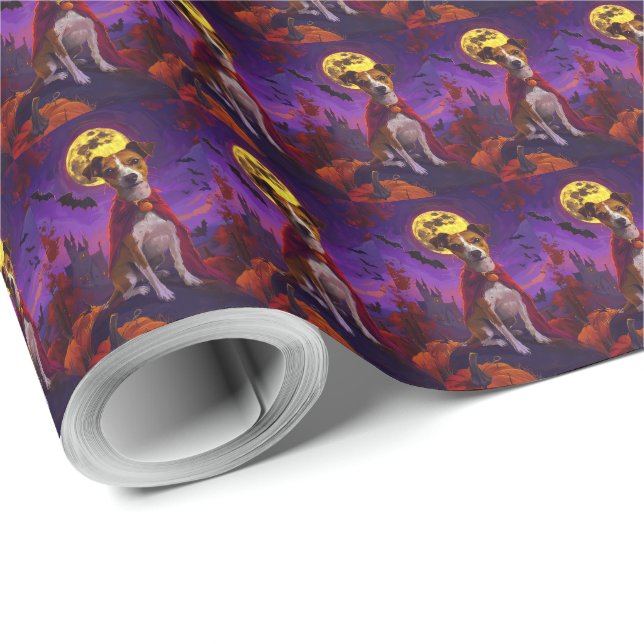 Halloween Jack Russell Vampyr Pumpor Skräck Presentpapper (Rulle Hörn)