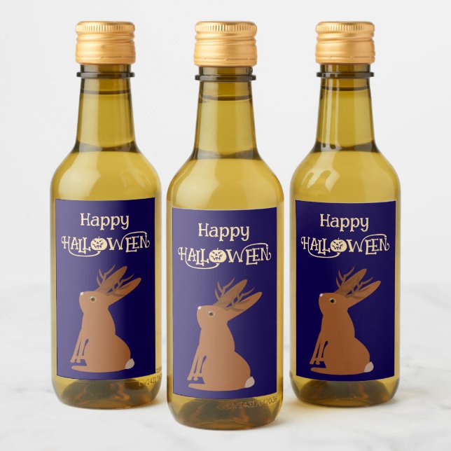 Halloween Jackalope Bus eller godis Anpassningsbar Vinetikett (Flaskor)