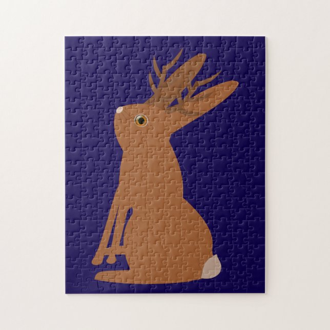 Halloween Jackalope Bus eller godis Pussel (Vertikal)