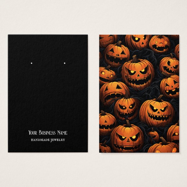 Halloween Jackolantern Earring Visning Card Visitkort (Framsida & baksida)
