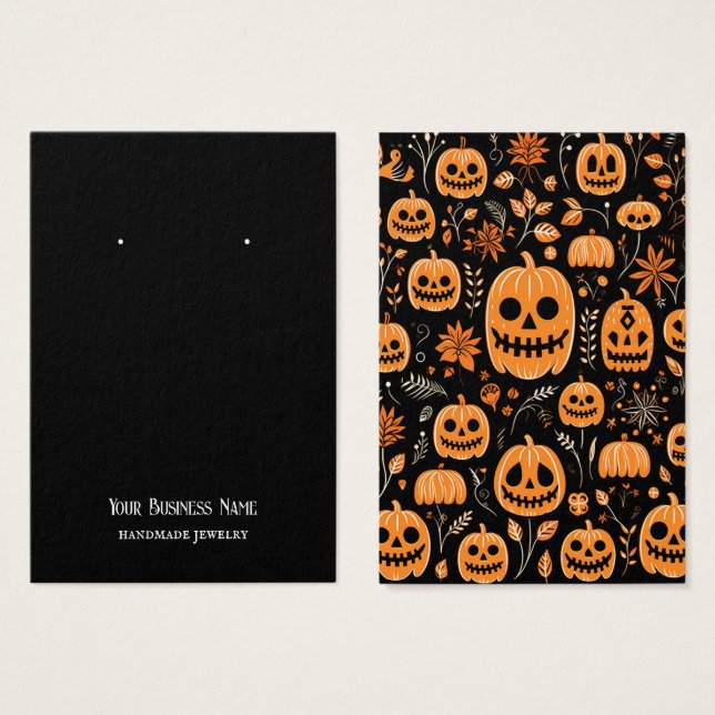 Halloween Jackolantern Earring Visning Card Visitkort (Framsida & baksida)