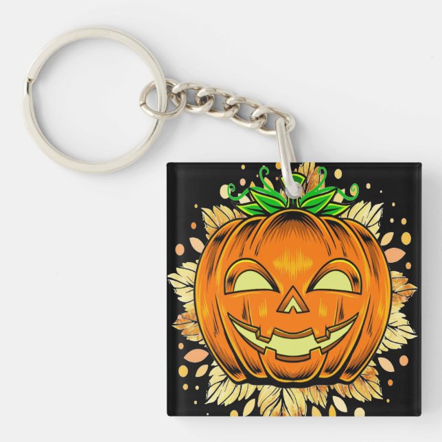 Halloween Jackolantern Spooky Pumpkin Keychain (Framsidan)