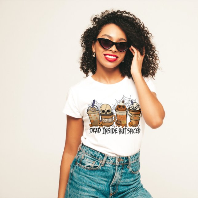 HALLOWEEN JAG ÄR DÖD INSID MEN SPICERAD KAFEE ÄLSK T SHIRT (Skapare uppladdad)