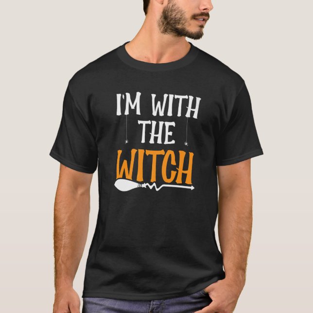 Halloween jag är med Witch Group Costume T Shirt (Framsida)