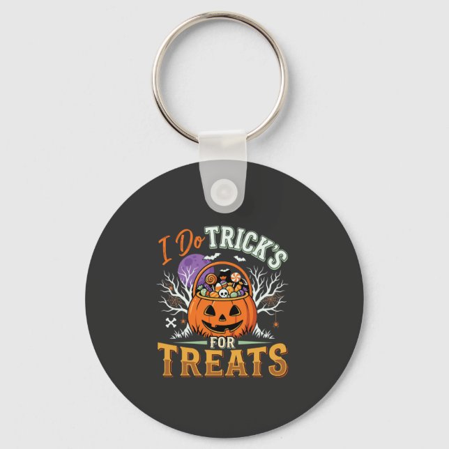 Halloween Jag Gör Trick för Gods Pumpa Nyckelring (Framsida)