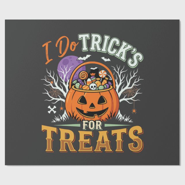 Halloween Jag Gör Tricks för Gods Pumpa Presentpapper (Platt)