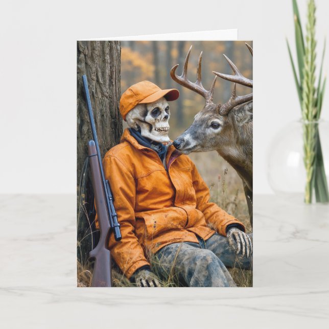 Halloween-jägare med hjort skelett kort (Framsida)