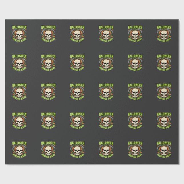 Halloween Jakt Natt Skalle Lie Design Presentpapper (Platt)