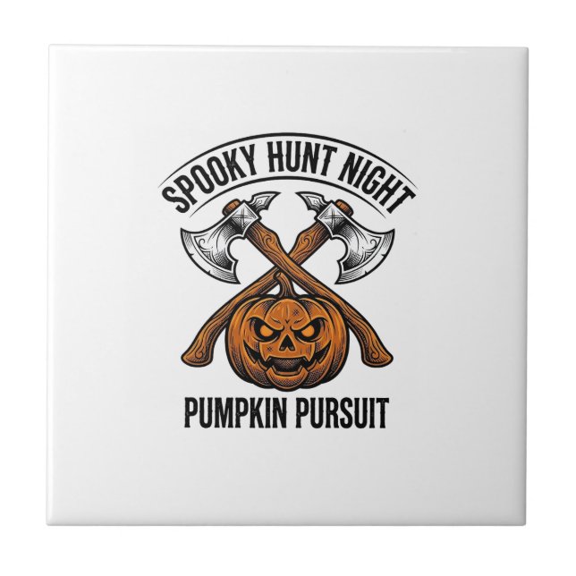 Halloween-jakttröja med pumpa-yxor_1 kakelplatta (Framsidan)