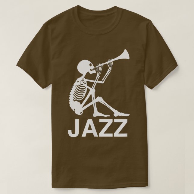 Halloween Jazz Music Musician Horn Trumpet Skeleto T Shirt (Design framsida)