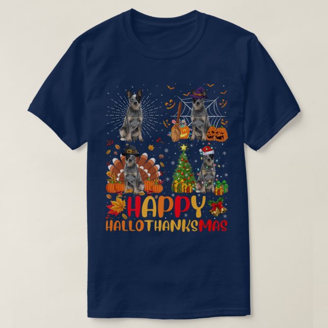 Halloween jul Funny Blue Heeler Hund Hallotha T Shirt (Design framsida)