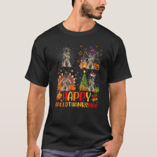 Halloween jul Schnauzer Hund Hallothanksmas T Shirt