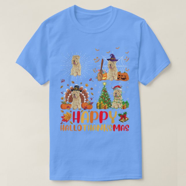 Halloween-julfinny Wheaten Terrier Hund Hall T Shirt (Design framsida)