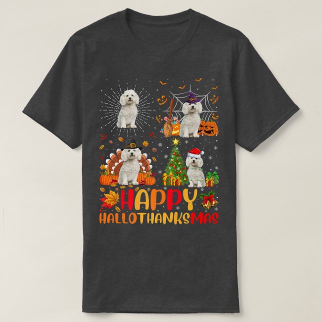 Halloween-julfonen, Bichon Frise Hund Halloth T Shirt (Design framsida)