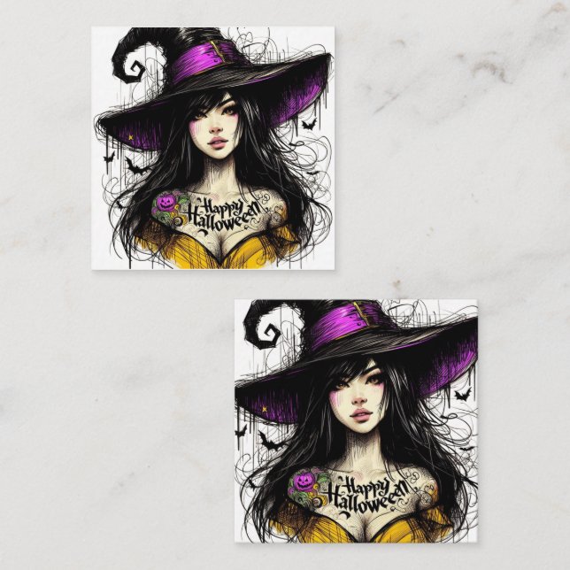 Halloween Just Har Witchier med Happy halloween Anteckningskort (Fram/baksida)