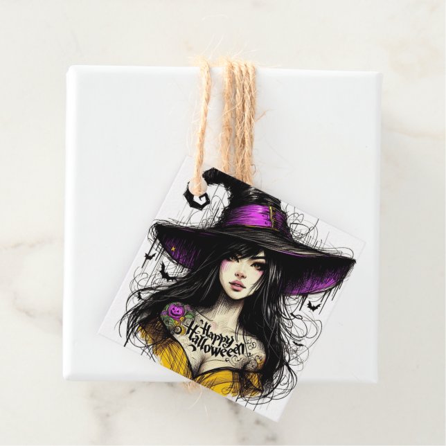 Halloween Just Har Witchier med Happy halloween Gåvor Etiketter (På plats)