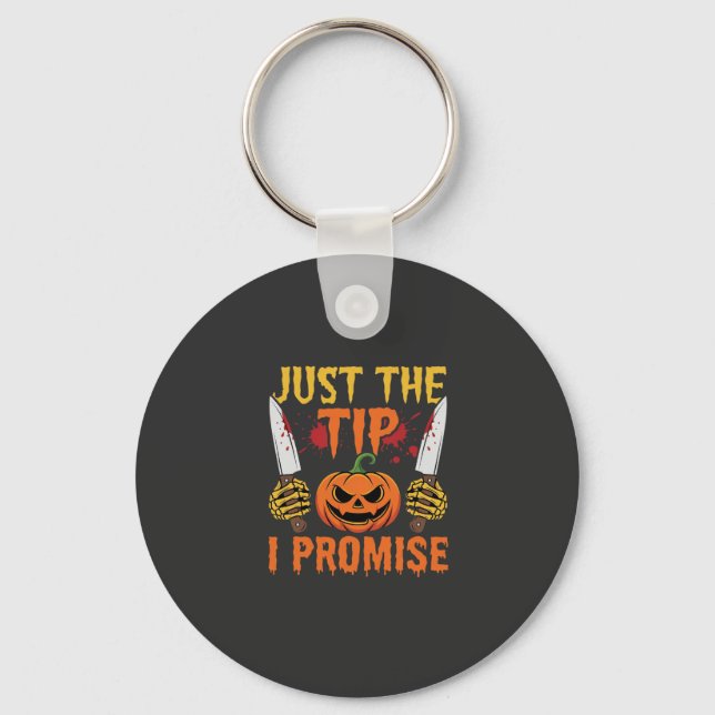 Halloween Just The Tip Pumpa Kniv Grafisk Nyckelring (Framsida)