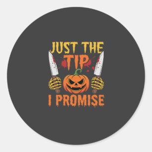 Halloween Just The Tip Pumpa Kniv Grafisk Runt Klistermärke