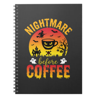 Halloween Kaffe Mardröm Före Kaffe Kuslig Ve Anteckningsbok