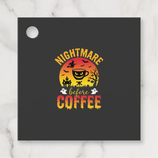 Halloween Kaffe Mardröm Före Kaffe Kuslig Ve Gåvor Etiketter (Framsida)