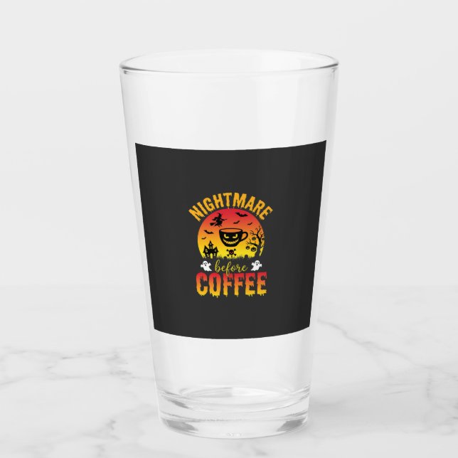Halloween Kaffe Mardröm Före Kaffe Kuslig Ve Glaskopp (Framsida)