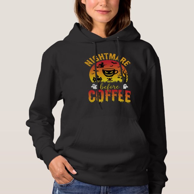 Halloween Kaffe Mardröm Före Kaffe Kuslig Ve T Shirt (Framsida)