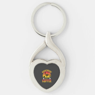 Halloween Kaffe Mardröm Före Kaffe Kuslig Ve Twisted Heart Silverfärgad Nyckelring