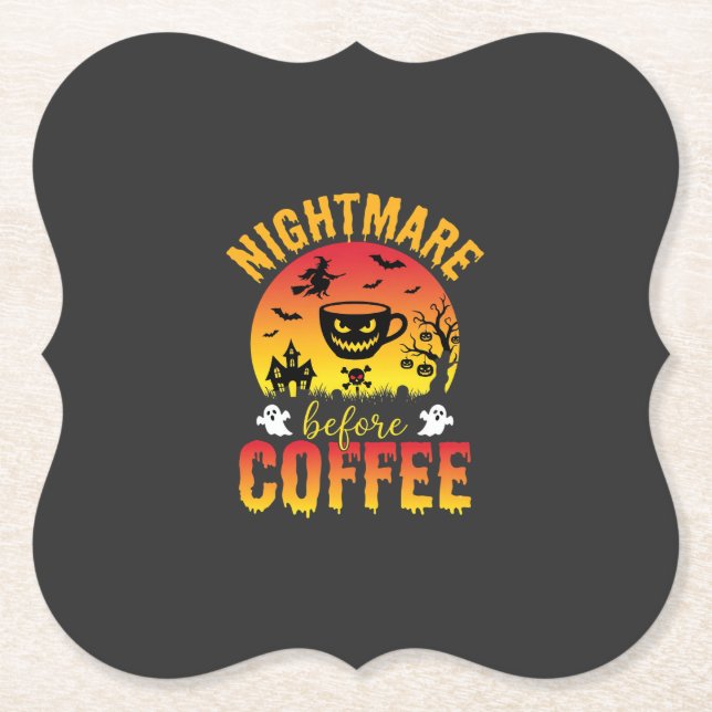 Halloween Kaffe Mardröm Före Kaffe Kuslig Ve Underlägg Papper (Framsida)