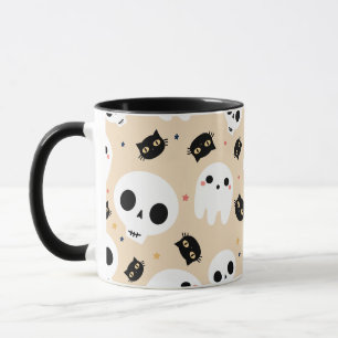 Halloween-kaffe Mugg med skal Ghost och katt