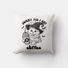 Halloween-kaffe - Scary Til jag hämtar kaffe Kudde