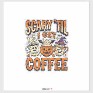 Halloween Kaffe Skräckinjagande Tills Kaffe Vintag Klistermärken