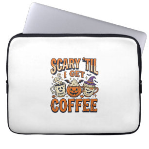 Halloween Kaffe Skräckinjagande Tills Kaffe Vintag Laptop Fodral