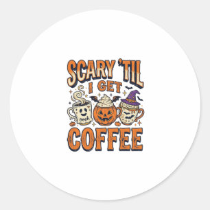 Halloween Kaffe Skräckinjagande Tills Kaffe Vintag Runt Klistermärke