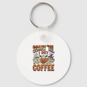 Halloween Kaffe Skräcklig Tills Kaffe Vintage Tröj Nyckelring