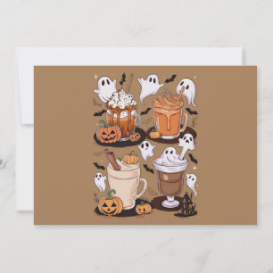 Halloween kaffe Söt höst iskaffe älskare present Julkort