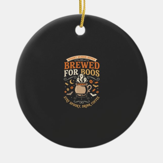 Halloween Kaffe Spökfirande Julgransprydnad Keramik (Framsidan)