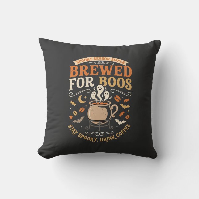 Halloween Kaffe Spökfirande Kudde (Framsida)