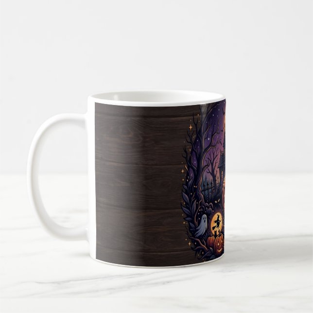 Halloween-kaffemugg med spökslott kaffemugg (Vänster)