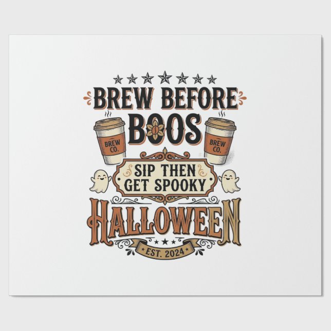 Halloween kaffeträja Brygg Innan Spöken Vintage De Presentpapper (Platt)