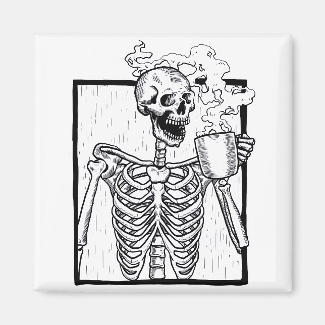 halloween kaffetyktskelett magnet (Framsidan)