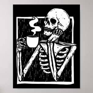 Halloween-kaffetyp skelettet skalle poster
